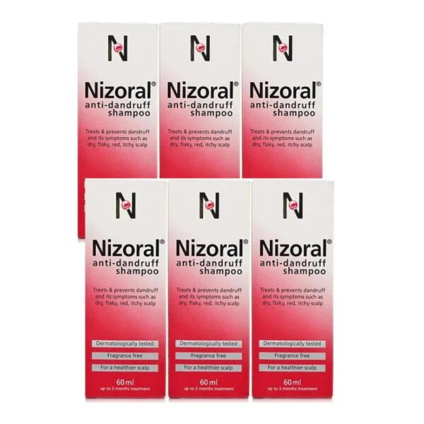 6 boxes of Nizoral Anti-Dandruff Shampoo - 60ml